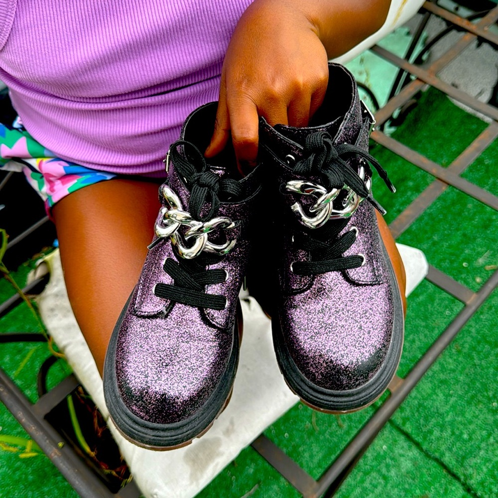 Fashionable pink sparkly boot slightly worn.